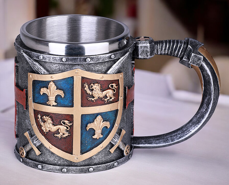 Resin and Stainless Steel Medieval Mug Gift for Him Beer Mug Medieval Decor - Mugs