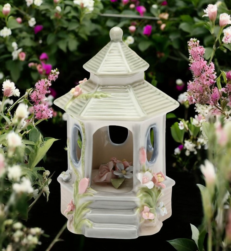 Small Gazebo with Flower Figurine Home Decor Gift for Her - Figurine