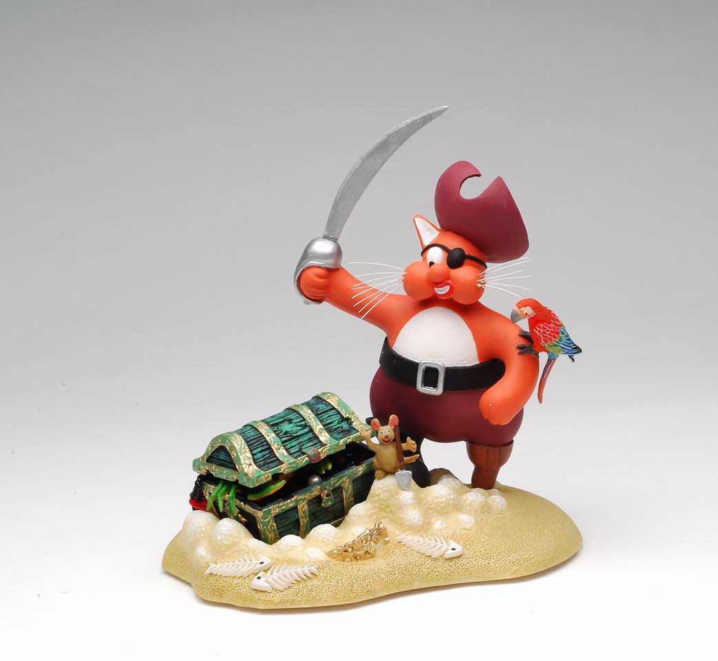 Treasure Hunter Pirate Cat Figurine Home Décor Gift for Kid Kids’ Room Décor Cat Lovers Gift Pet Loss Gift - Figurine