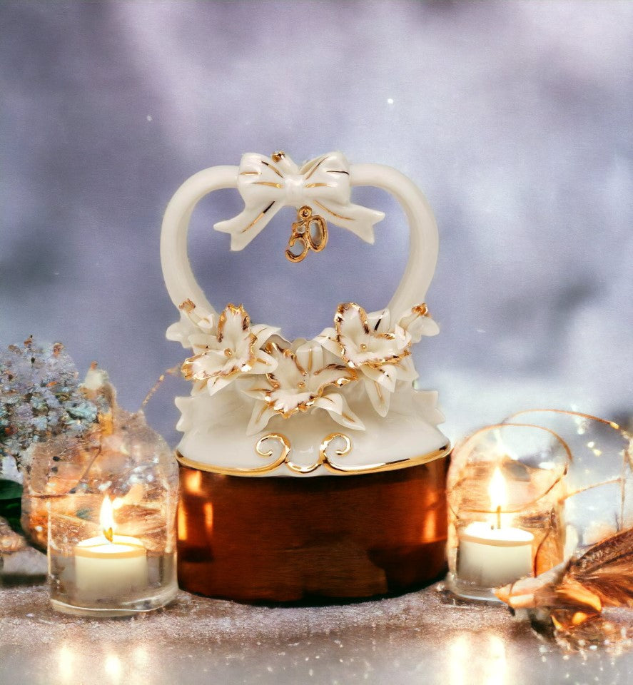 True Love Lasts a Lifetime: 50th Anniversary Orchid Flowers Cake Topper with Gold Accents Anniversary Décor Anniversary