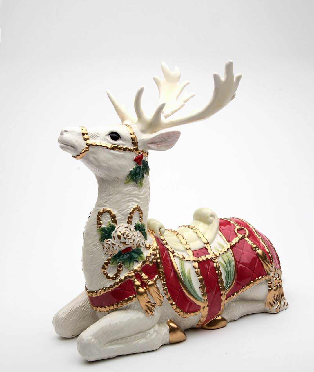Ceramic Christmas Fantasia Sitting Deer, Home Décor, Gift for Her, Gift for Mom, Kitchen Décor, Christmas Décor