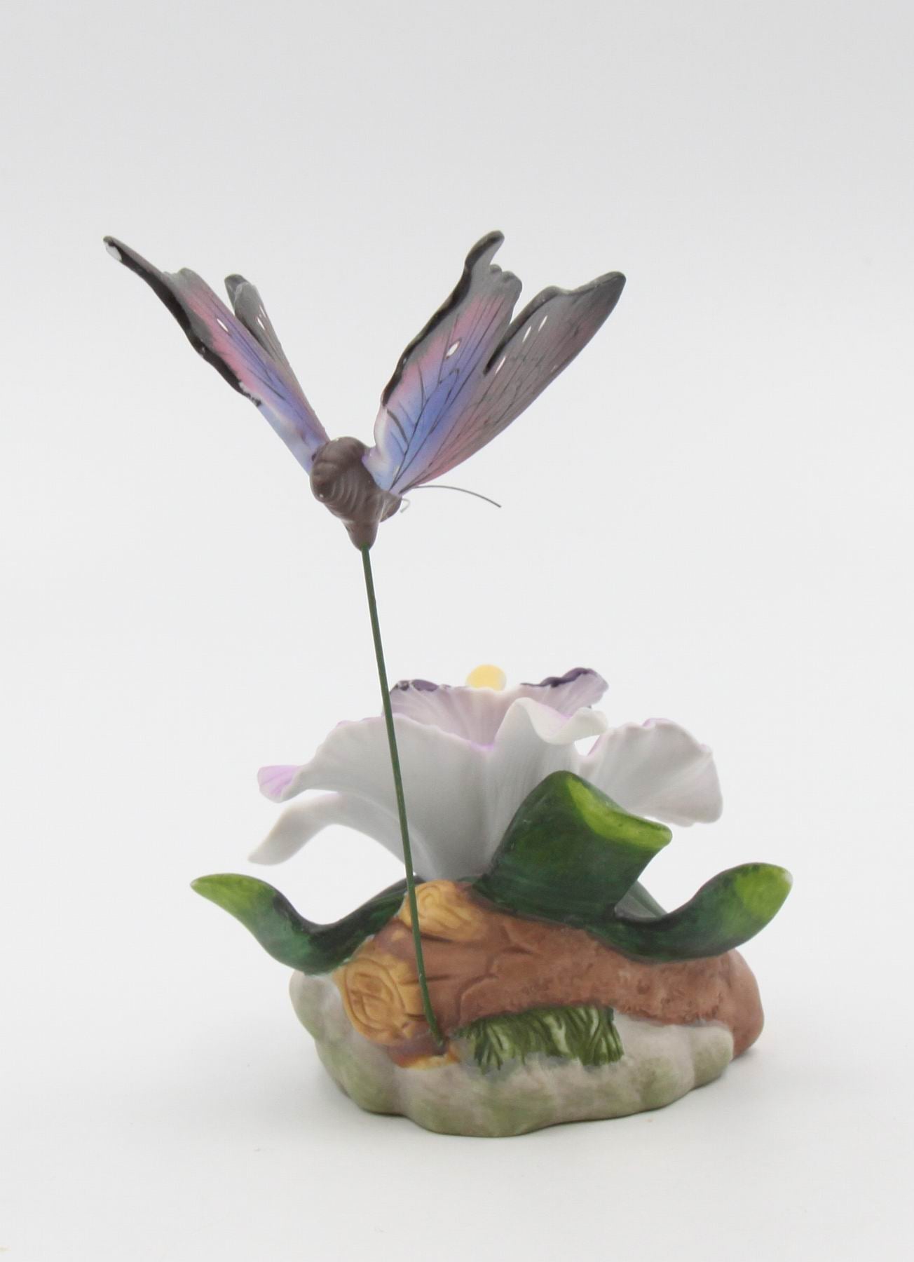 Ceramic Orchid Flower with Butterfly Figurine, Home Décor, Gift for Her, Gift for Mom, Nature Lover Gift