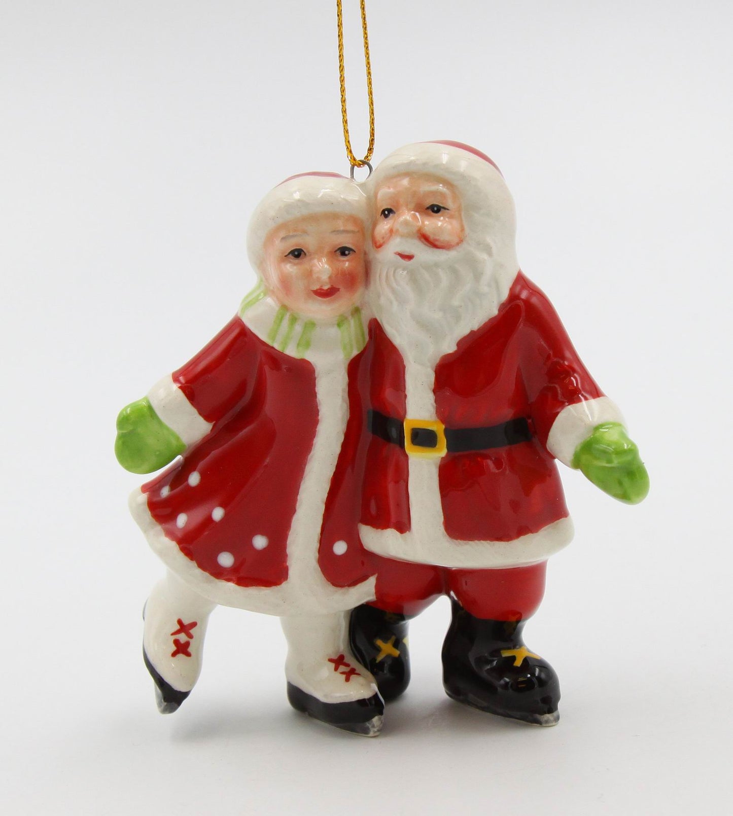 Ceramic Santa And Mrs. Claus Ice Skating Ornament, Home Décor, Gift for Her, Gift for Mom, Kitchen Décor, Christmas Décor