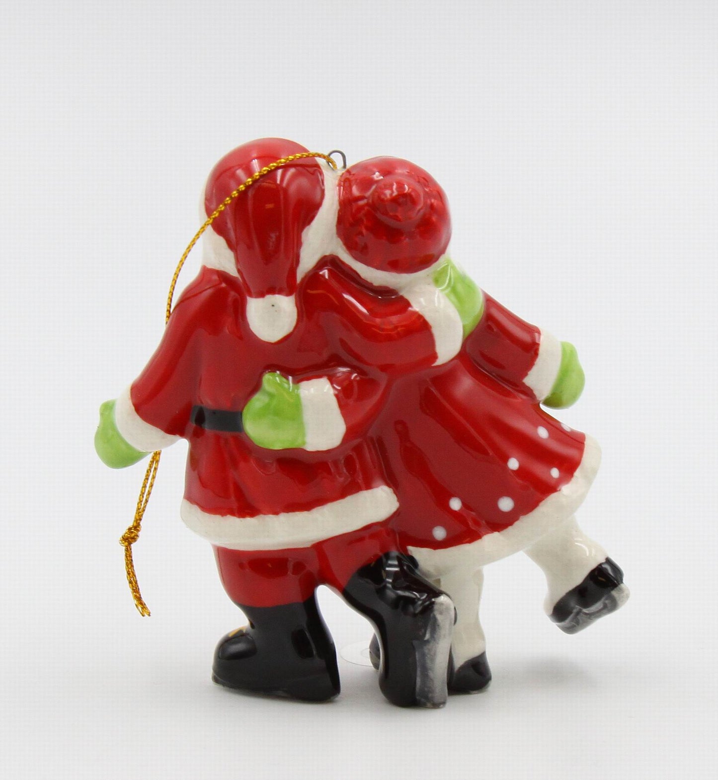 Ceramic Santa And Mrs. Claus Ice Skating Ornament, Home Décor, Gift for Her, Gift for Mom, Kitchen Décor, Christmas Décor