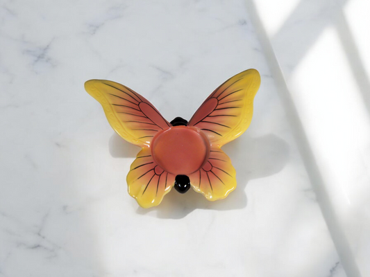 Ceramic Orange Butterfly Tealight Candle Holder, Home Decor, Bathroom Decor, Gift for Her, Gift for Mom