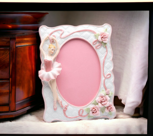 Ceramic Ballerina Picture Frame, Home Décor, Gift for Her, Gift for Daughter, Gift for Ballerina Dancer