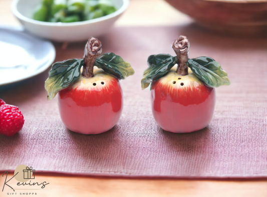 Ceramic Apple Salt and Pepper Shakers, Home Décor, Gift for Her or Mom, Kitchen Décor, Farmhouse Decor