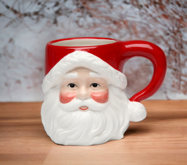 Ceramic Christmas Holiday Santa Mugs ( Set Of 4 ), Home Décor, Gift for Her, Gift for Mom, Kitchen Décor, Christmas Décor