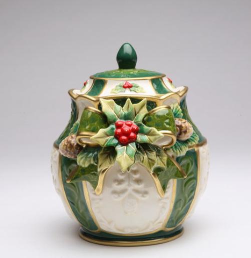 Ceramic Holly Candy Jar, Christmas Decor, Gift for Her