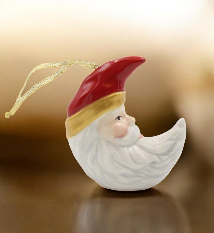 Ceramic Santa Ornament - Moon, Christmas Tree Decor, Gift for Her