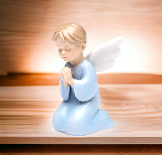 Ceramic Praying Boy Angel with Wings Figurine, Home Décor, Religious Décor, Religious Gift, Church Décor, Baptism Gift