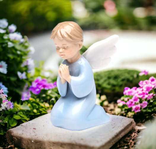 Ceramic Praying Boy Angel with Wings Figurine, Home Décor, Religious Décor, Religious Gift, Church Décor, Baptism Gift