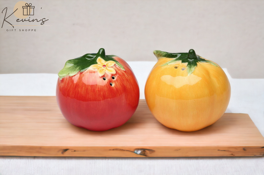 Hand Painted Ceramic Tomato Salt & Pepper Shakers, Home Décor, Gift for Her, Gift for Mom, Kitchen Décor, Farmhouse Décor