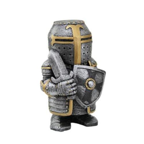 Polyresin Medieval Crusader Knight with Sword and Shield Figurine, Gift for Him, Boardgame Piece Decor