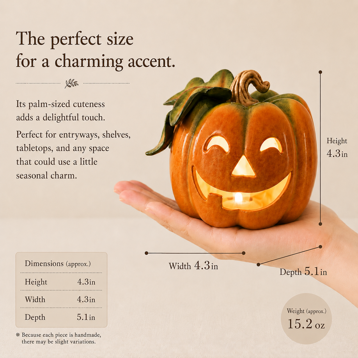 Ceramic Jack-o-Lantern Tealight Candle Holder – Halloween & Fall Décor