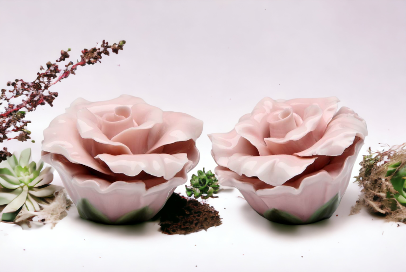 Handcrafted Ceramic Pink Rose Salt and Pepper Shakers, Home Décor, Gift for Her, Gift for Mom, Kitchen Décor, Wedding Decor