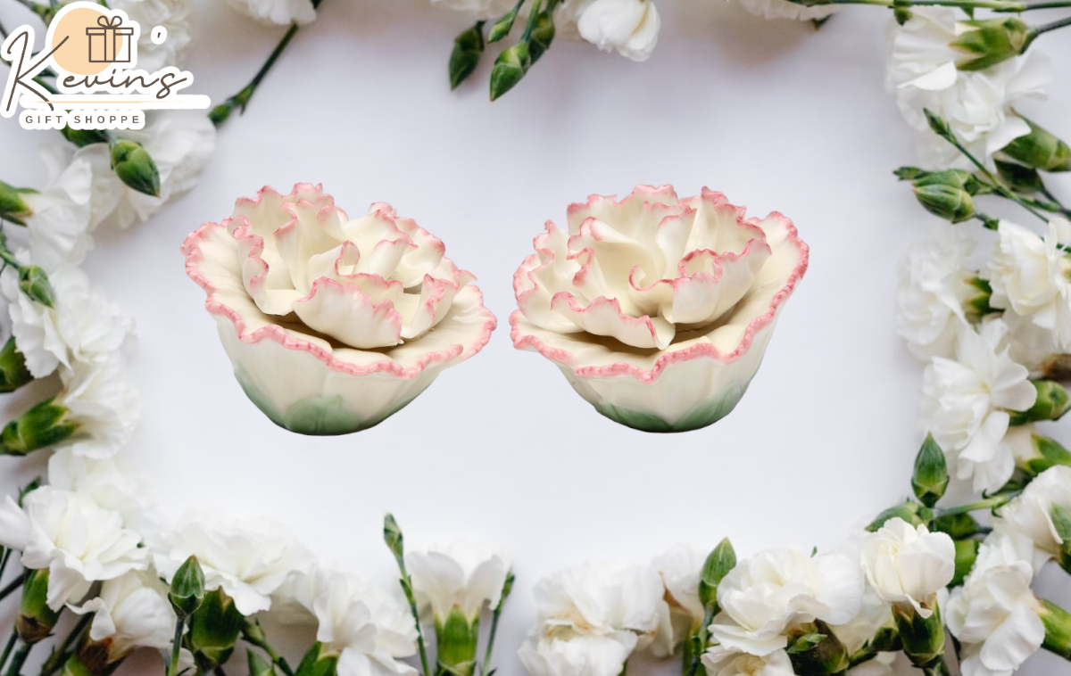 Ceramic Carnation Flower Salt & Pepper Shakers, Home Décor, Gift for Her, Gift for Mom, Kitchen Décor