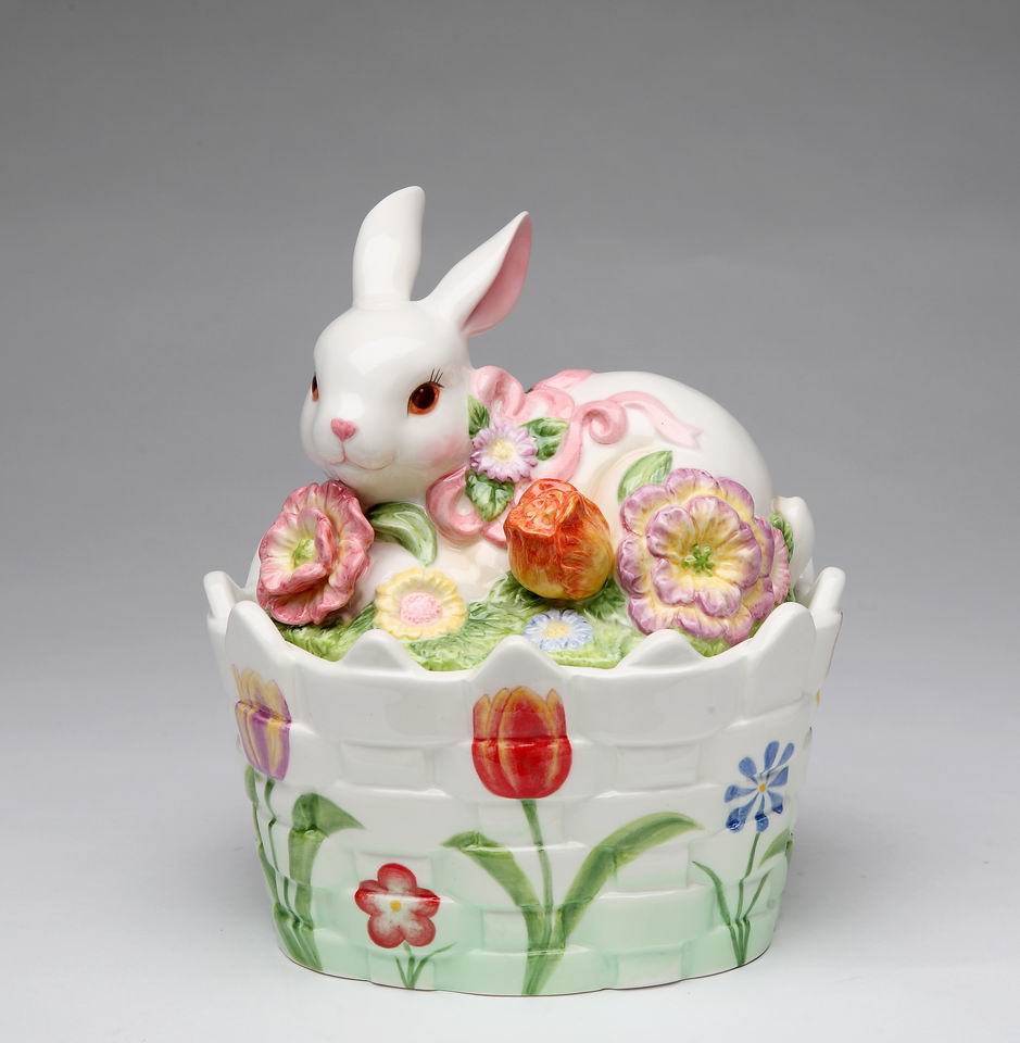 Ceramic Easter Bunny Rabbit Candy Jar, Spring Decor, Gift for Her, Gift for Mom