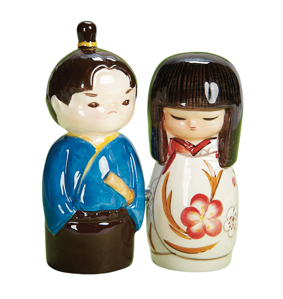 Ceramic Japanese Couple Salt and Pepper Shakers, Samurai and Geisha, Japanese Culture, Love Japan, Gift for Her