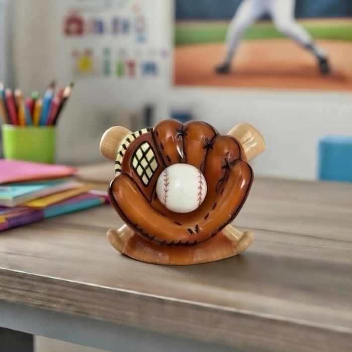 Ceramic Baseball Theme Piggy Bank, Home Décor, Gift for Him, Gift for Dad, Gift for Son, Kid's Room Decor, Game Room Decor