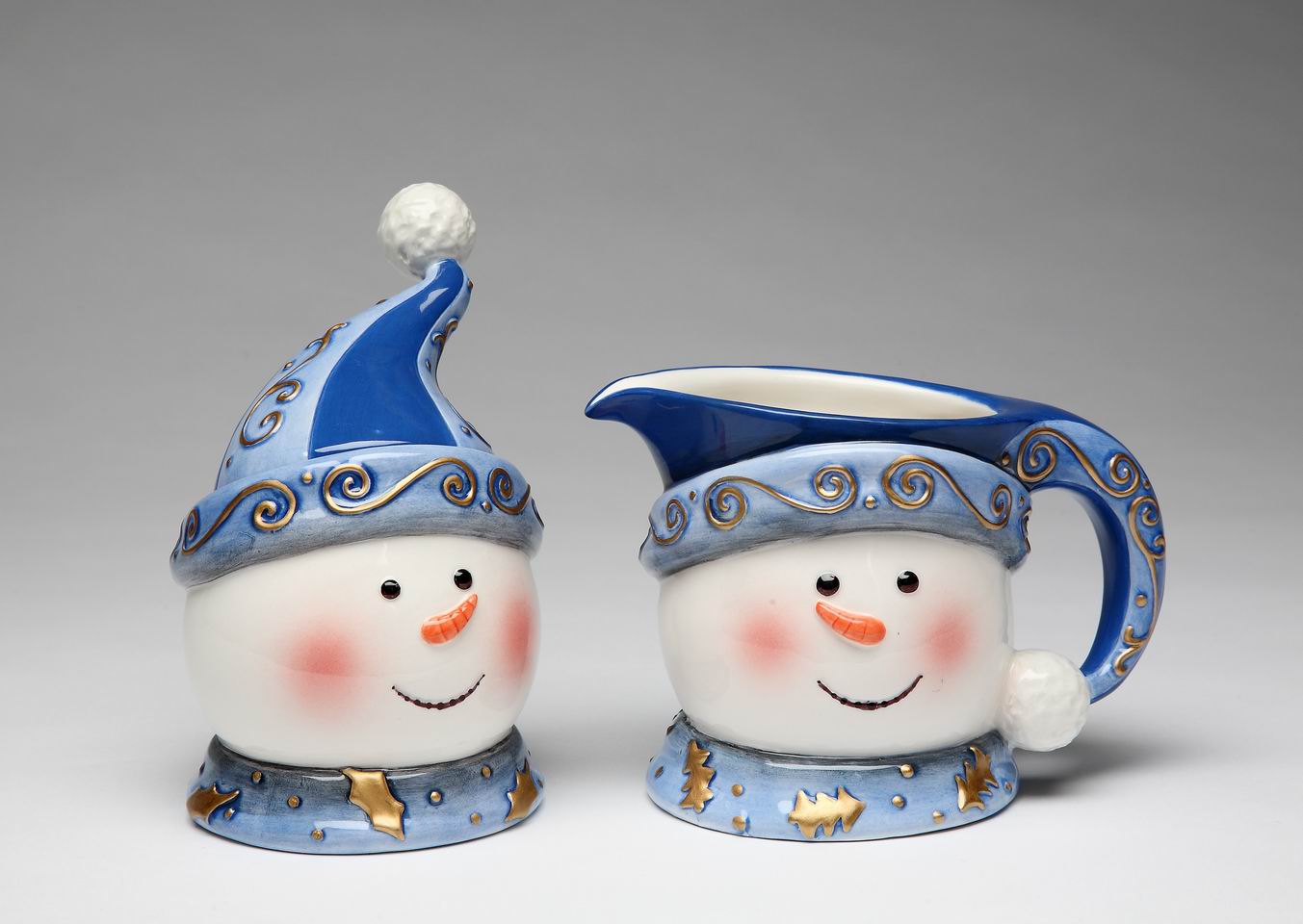 Ceramic Snowman Sugar and Creamer Set, Christmas Decor, Hot Cocoa Set, Gift for Her, Gift for Mom