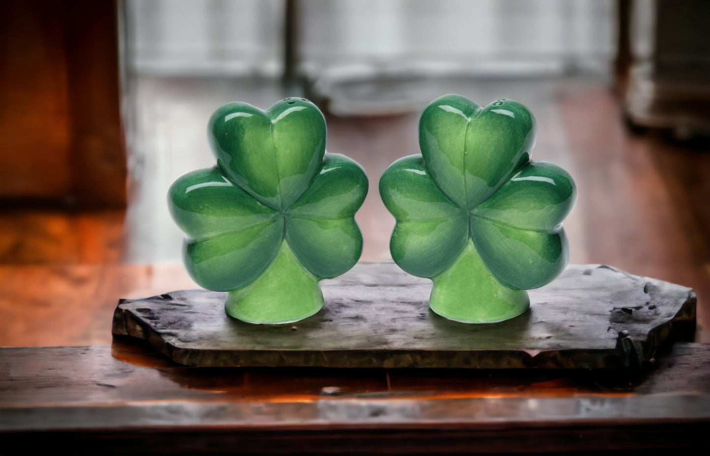 Ceramic Saint Patrick's Day Shamrock Salt and Pepper, Home Décor, Gift for Her, Gift for Mom, Kitchen Décor, Irish Saint Patrick’s Day Decor