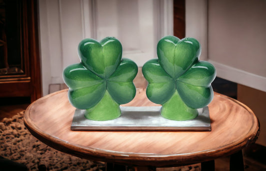 Ceramic Saint Patrick's Day Shamrock Salt and Pepper, Home Décor, Gift for Her, Gift for Mom, Kitchen Décor, Irish Saint Patrick’s Day Decor