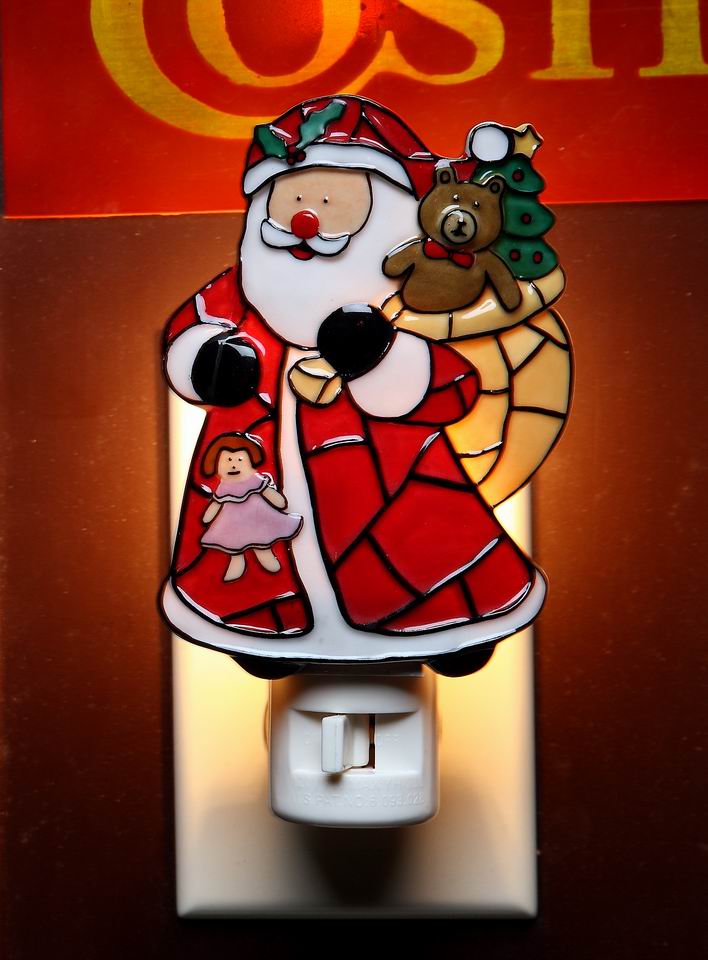 Mosaic Plug In Night Light - Santa With Gifts, Home Décor, Gift for Her, Gift for Mom, Kitchen Décor, Christmas Décor