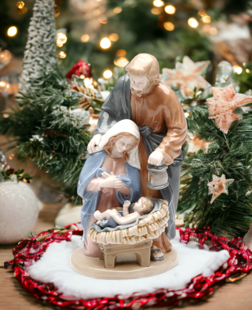 Ceramic Holy Family Nativity Figurine, Christmas Décor, Religious Décor, Religious Gift, Church Décor, Baptism Gift, Easter Décor