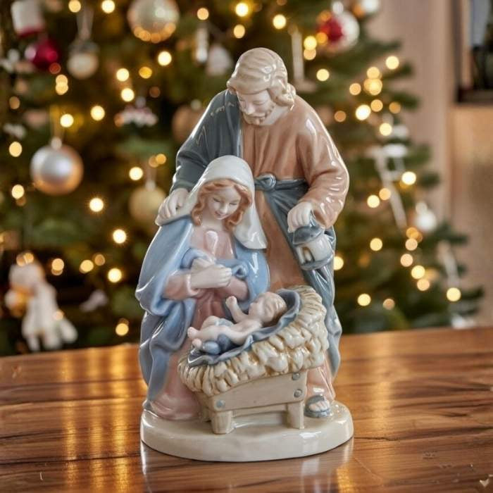 Ceramic Holy Family Nativity Figurine, Christmas Décor, Religious Décor, Religious Gift, Church Décor, Baptism Gift, Easter Décor