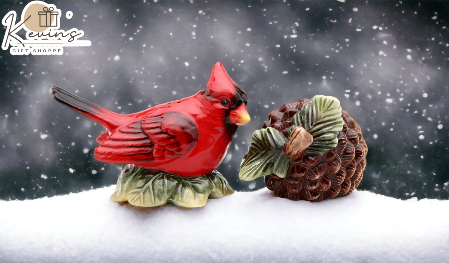 Ceramic Cardinal Bird & Acorn Salt and Pepper Shakers, Home Décor, Gift for Her or Mom, Kitchen Décor, Christmas Décor, Birdwatcher Gift