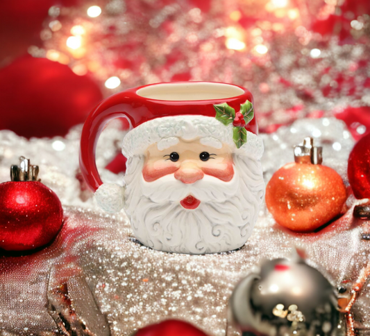 Ceramic Christmas Santa Claus Coffee Mug, Home Décor, Gift for Her, Gift for Mom, Kitchen Décor, Christmas Décor