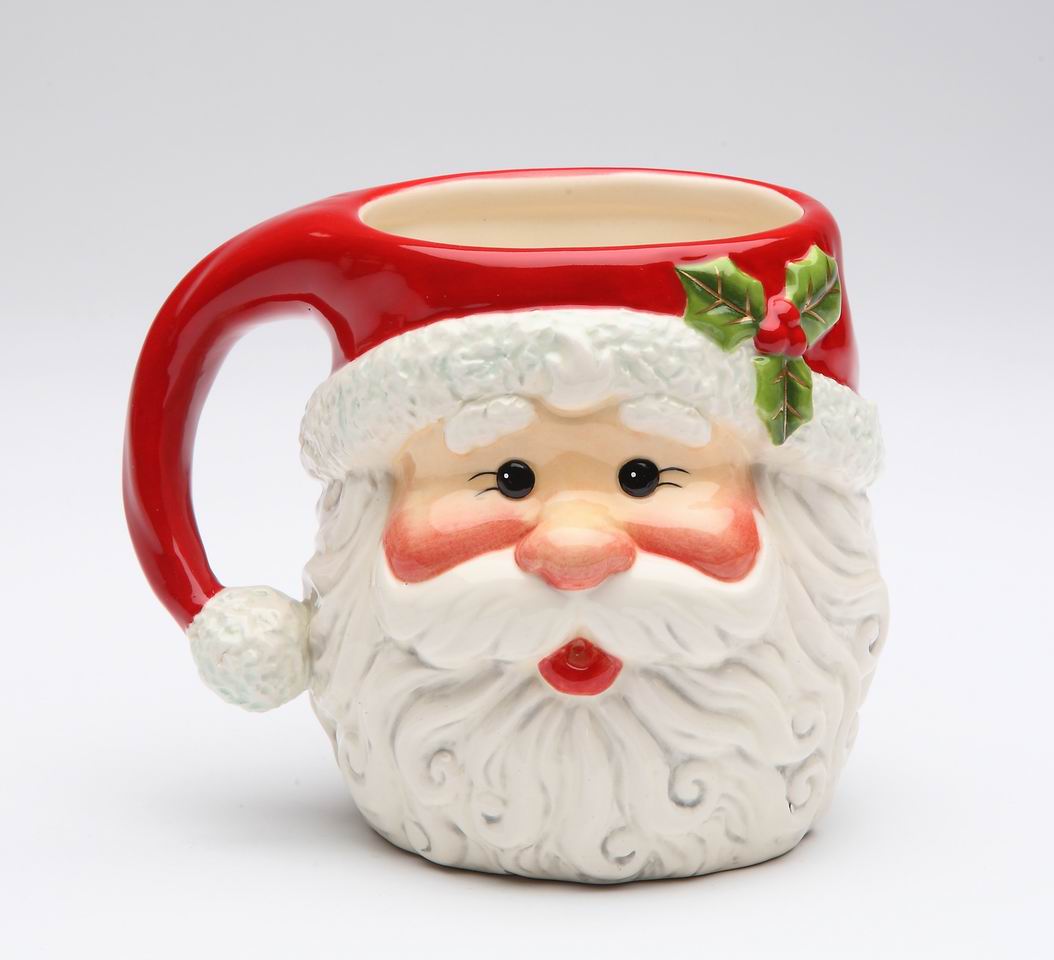 Ceramic Christmas Decor Santa Claus Mug (Set of 4), Holiday Coffee Mug, Gift for Her, Gift for Mom, Gift for Him