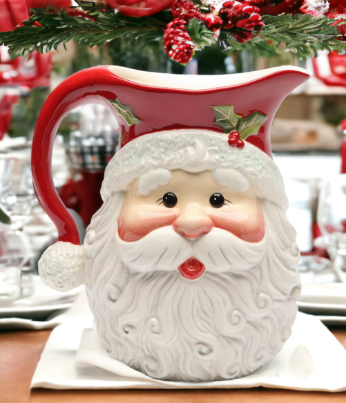 Christmas Decor Santa Claus Drink Pitcher, Home Décor, Gift for Her, Gift for Mom, Kitchen Décor, Christmas Décor