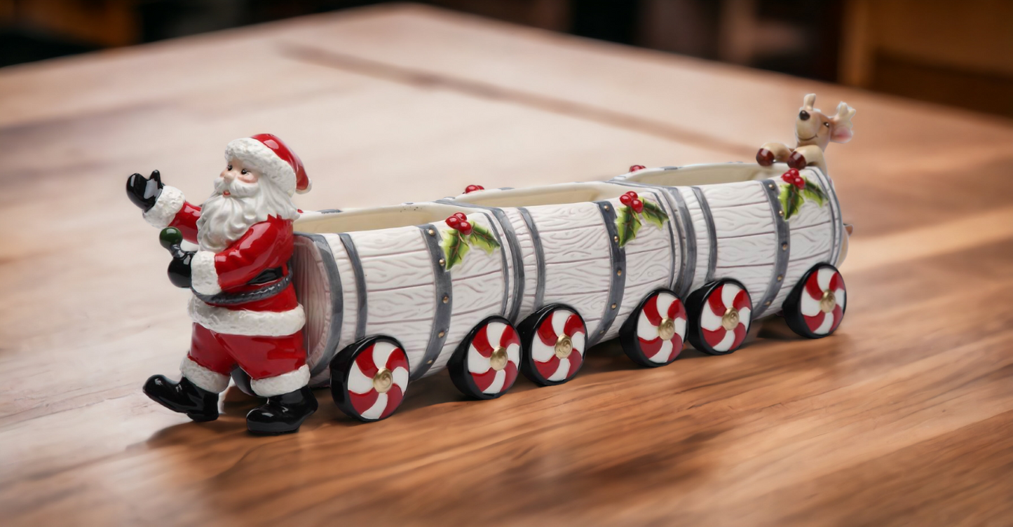 Ceramic Christmas Santa Train Box With Salt & Pepper ( 5 Pcs Set ), Home Décor, Gift for Her, Gift for Mom, Kitchen Décor, Christmas Décor