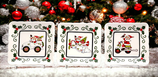 Ceramic Santa Plates Set Of 3, Home Décor, Gift for Her, Gift for Mom, Kitchen Décor, Christmas Décor