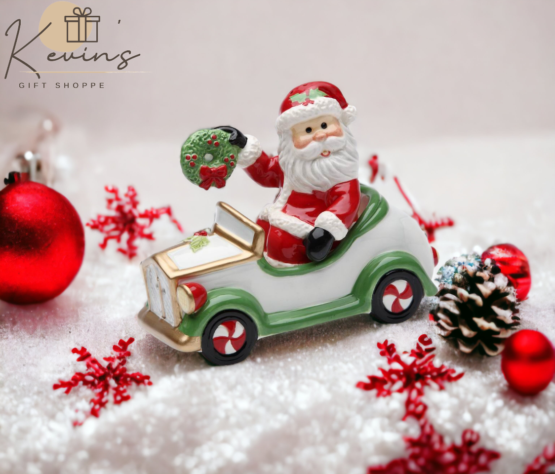 Ceramic Christmas Santa Driving Car Salt & Pepper Shakers, Home Décor, Gift for Her, Gift for Mom, Kitchen Décor, Christmas Décor