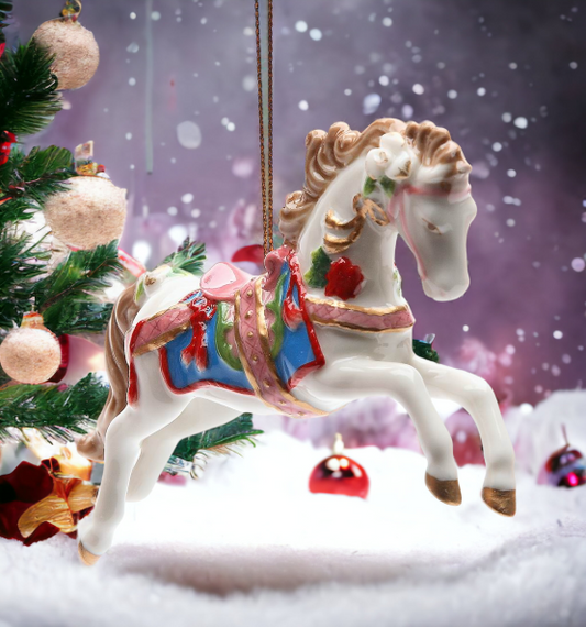 Ceramic Christmas Fantasia Horse Ornament, Home Décor, Gift for Her, Mom, Him, Dad, Christmas tree Décor, Wall Decor