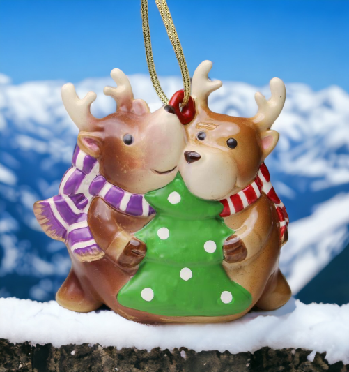 Ceramic Christmas Reindeers Ornament, Home Décor, Gift for Her, Gift for Mom, Kitchen Décor, Christmas Décor