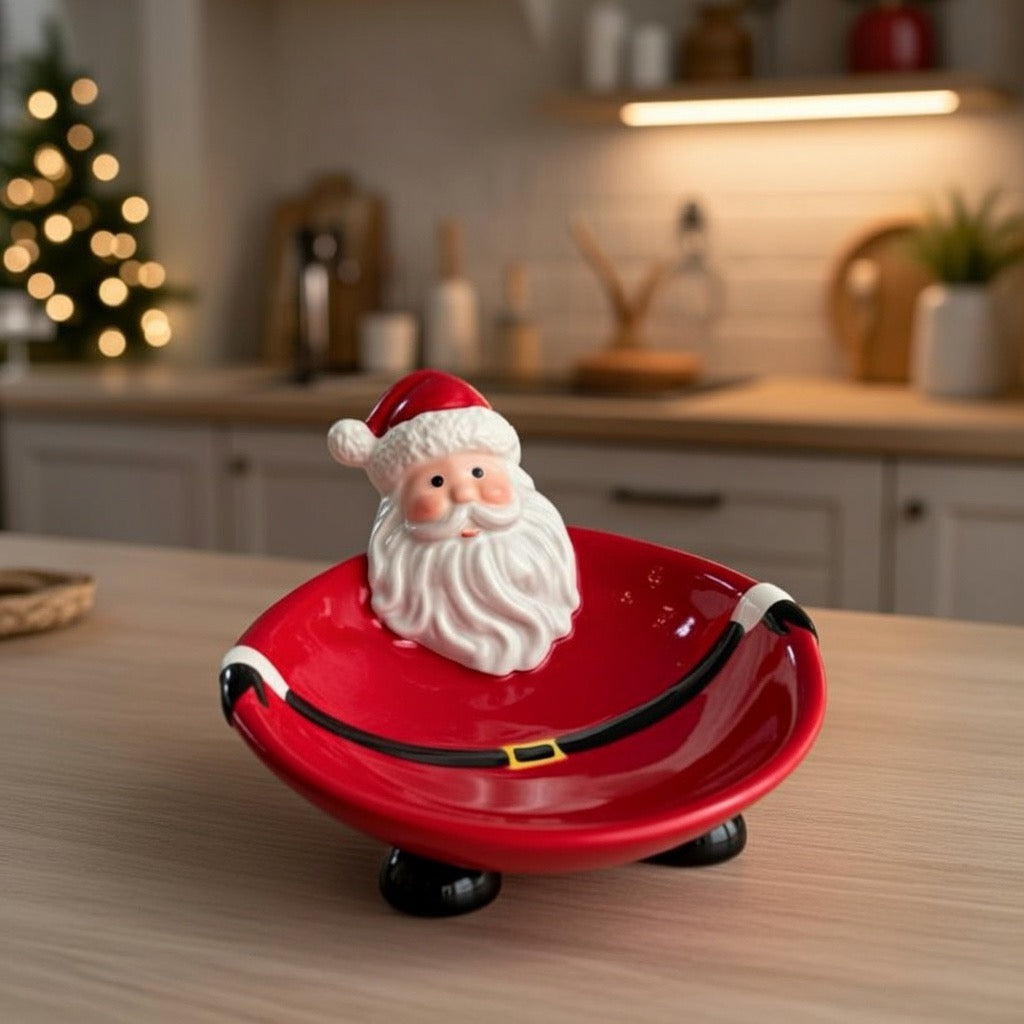Ceramic Christmas Decor Santa Claus Candy Bowl, Home Décor, Gift for Her, Gift for Mom, Kitchen Décor, Christmas Décor, Office Decor