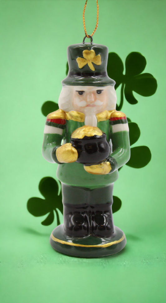 Ceramic Irish Nutcracker Ornament, Home Décor, Gift for Her, Gift for Mom, Christmas Décor, Irish Saint Patrick’s Day Décor