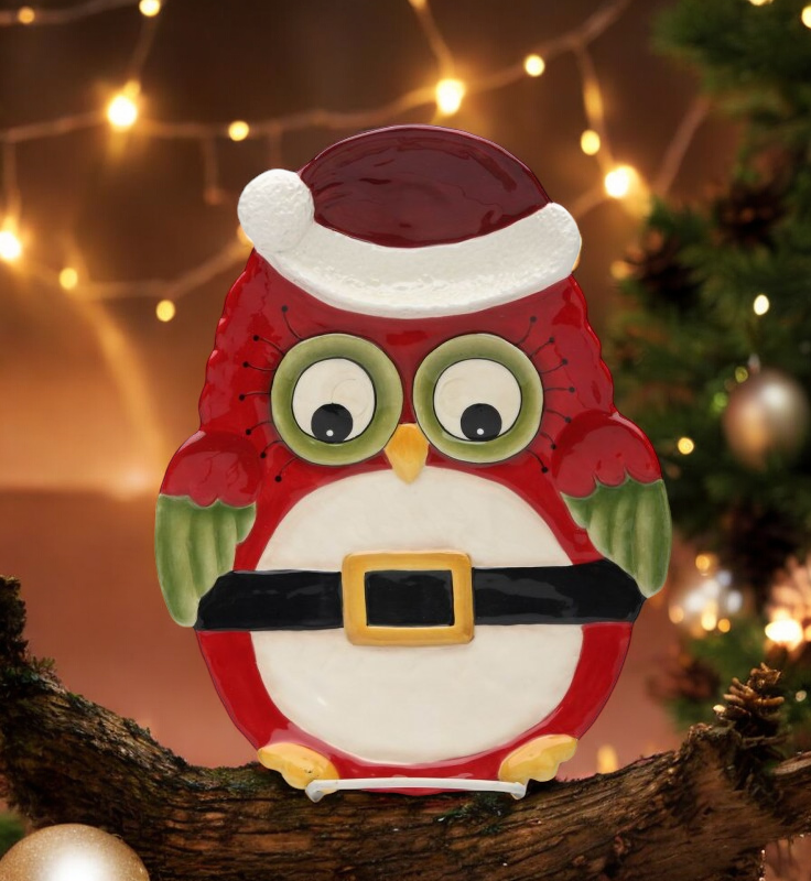 Ceramic Christmas Owl: Chip & Dip, Christmas Decor, Gift for Her