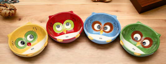 Ceramic Set Of 4 Owl Bowls, Home Décor, Gift for Her, Gift for Mom, Kitchen Décor, Birdwatcher Gift
