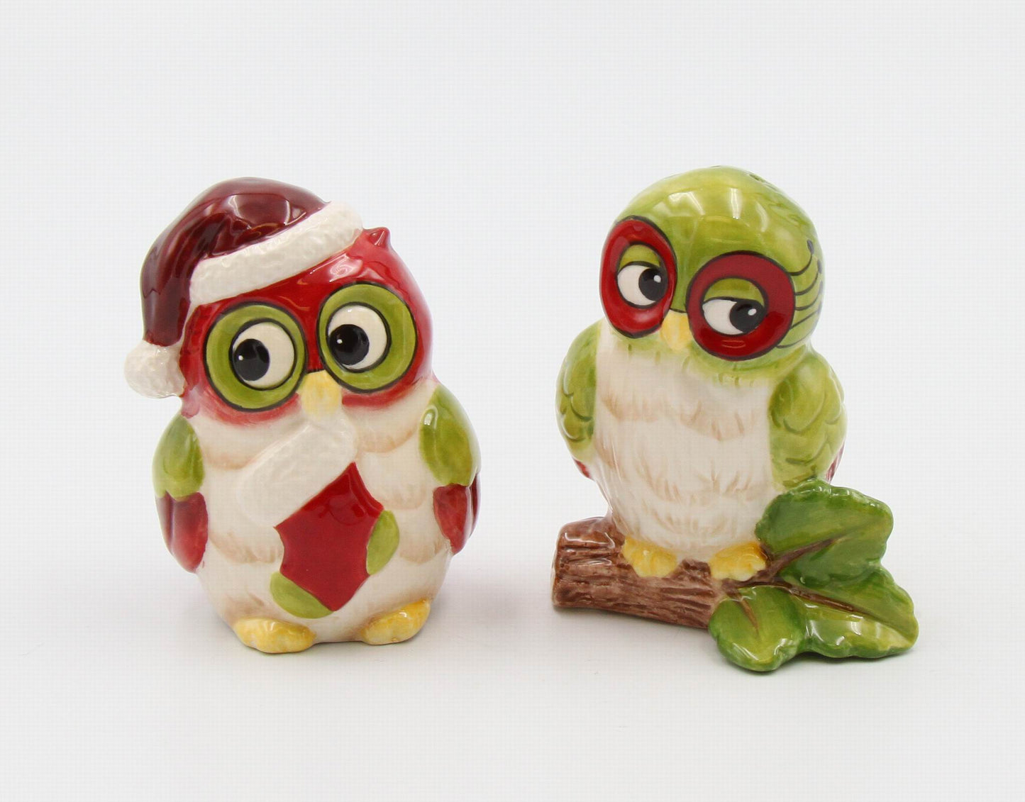 Ceramic Christmas Owl Salt & Pepper Shakers, Home Décor, Gift for Her, Gift for Mom, Kitchen Décor