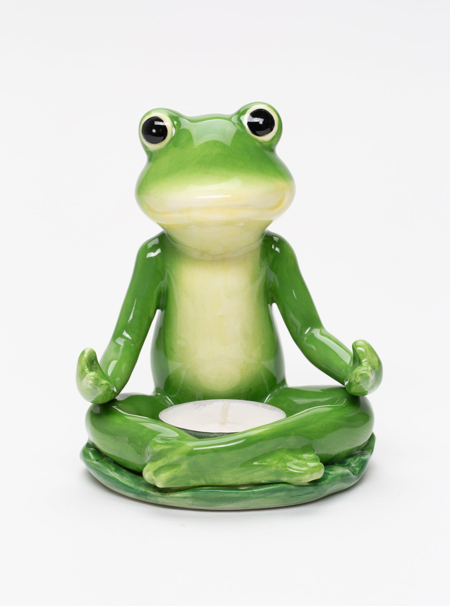 Ceramic Meditating Frog Tealight Candle Holder, Home Décor, Gift for Her, Gift for Mom, Kitchen Décor, Farmhouse Décor, Nature Lover Gift