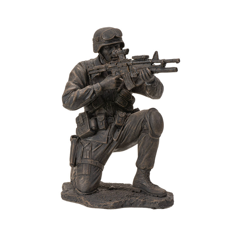 Polyresin Soldier in Combat, Gift for Veteran, Patriot Gift, Military House Decor, Gift for Him