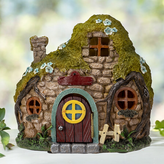 Polyresin Fairy Tale Cottage with LED Light, Cottagecore, Fairy Tale Decor, Gift for Her