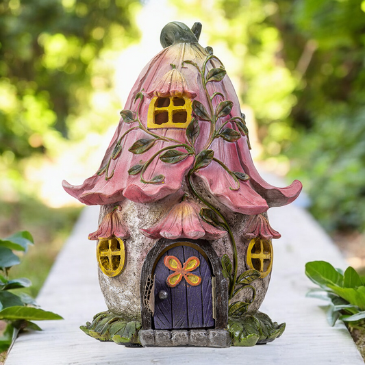 Polyresin Fairy Tale Cottage with LED Light, Fairy Tale Decor, Cottagecore, Gift for Her