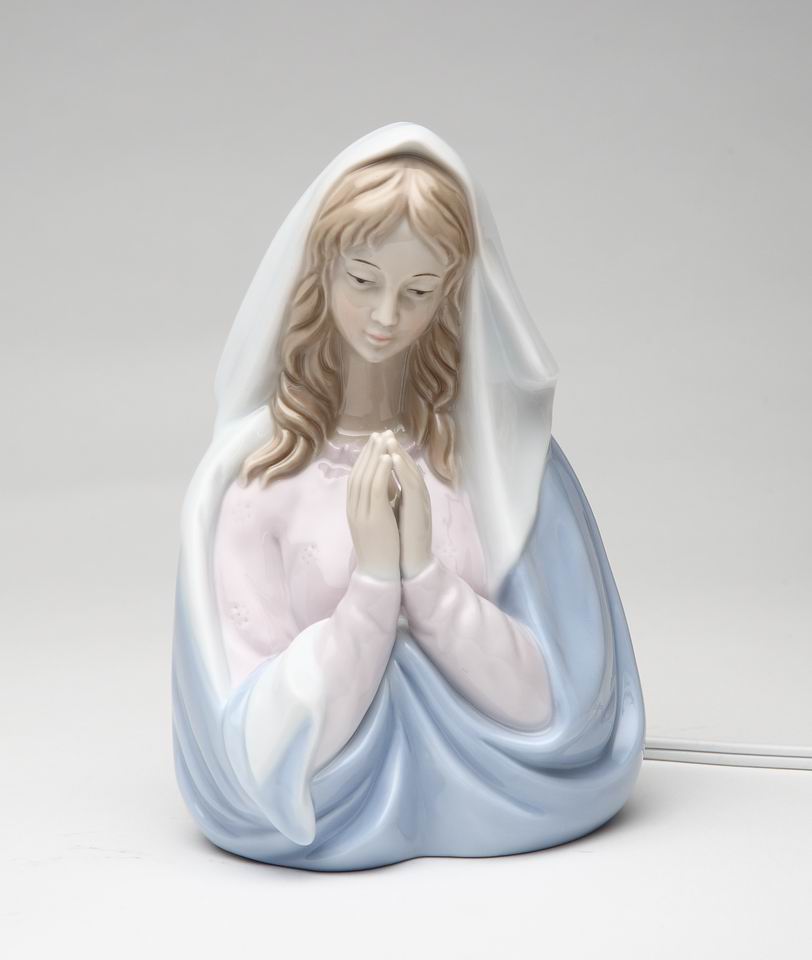 Hand Painted Ceramic Praying Madonna Night Light, Home Décor, Religious Décor, Religious Gift, Church Décor, Baptism Gift