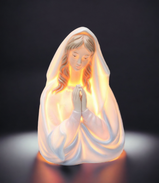 Hand Painted Ceramic Praying Madonna Night Light, Home Décor, Religious Décor, Religious Gift, Church Décor, Baptism Gift